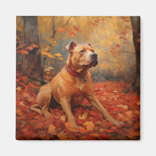 Pitbull im Herbst Leaves Fall Inspiriert Magnet