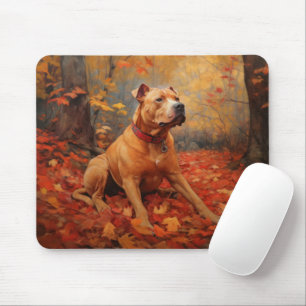 Pitbull im Herbst Leaves Fall Inspiriert Mousepad