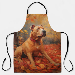 Pitbull im Herbst Leaves Fall Inspiriert Schürze