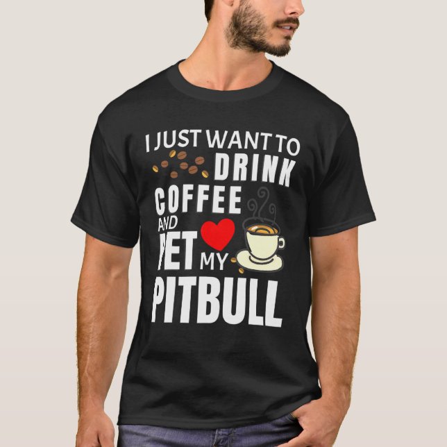 Pitbull Kaffee T-Shirt (Vorderseite)