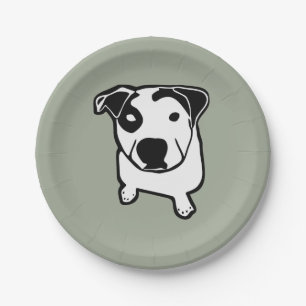 Pitbull-Knochen-Grafik Pappteller