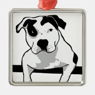 Pitbull-Knochen-Grafik Silbernes Ornament