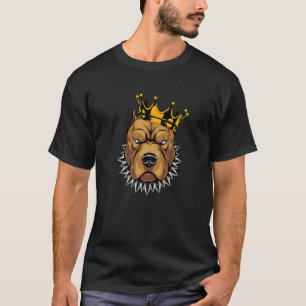 Pitbull-König Hund Kopf eines gehässigen mit Krone T-Shirt