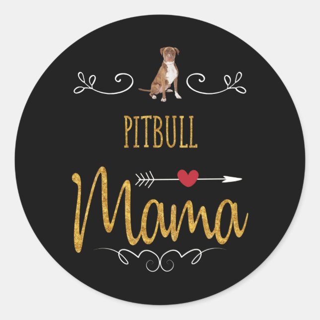Pitbull Liebe Mama so viel Runder Aufkleber (Vorderseite)