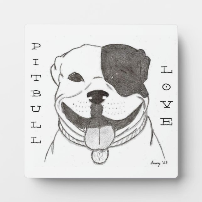 Pitbull Liebe Plaque Fotoplatte (Vorderseite)