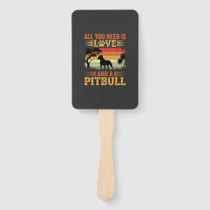 Pitbull Liebe Retro Sonnenuntergang Hund Fächer