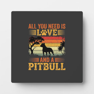 Pitbull Liebe Retro Sonnenuntergang Hund Fotoplatte