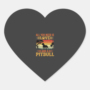 Pitbull Liebe Retro Sonnenuntergang Hund Herz-Aufkleber