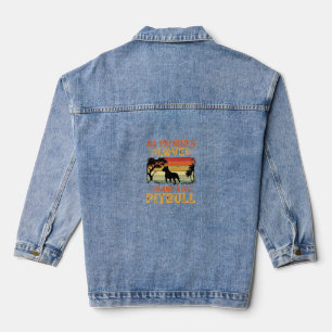 Pitbull Liebe Retro Sonnenuntergang Hund Jeansjacke