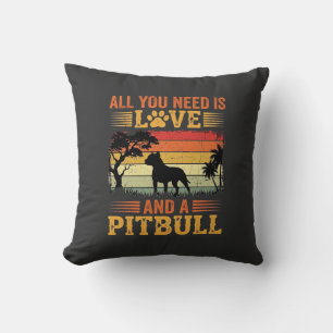 Pitbull Liebe Retro Sonnenuntergang Hund Kissen