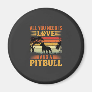 Pitbull Liebe Retro Sonnenuntergang Hund Magnet
