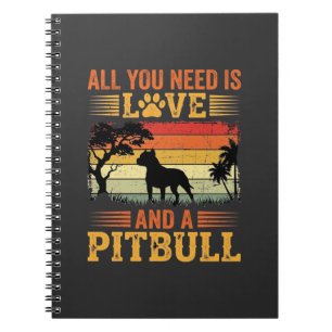 Pitbull Liebe Retro Sonnenuntergang Hund Notizblock
