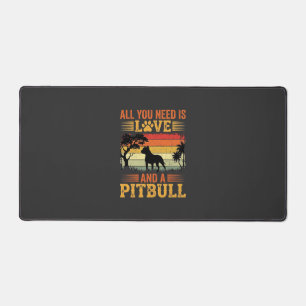Pitbull Liebe Retro Sonnenuntergang Hund Schreibtischunterlage