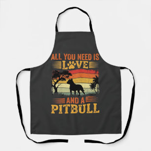 Pitbull Liebe Retro Sonnenuntergang Hund Schürze