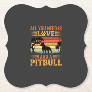 Pitbull Liebe Retro Sonnenuntergang Hund Untersetzer