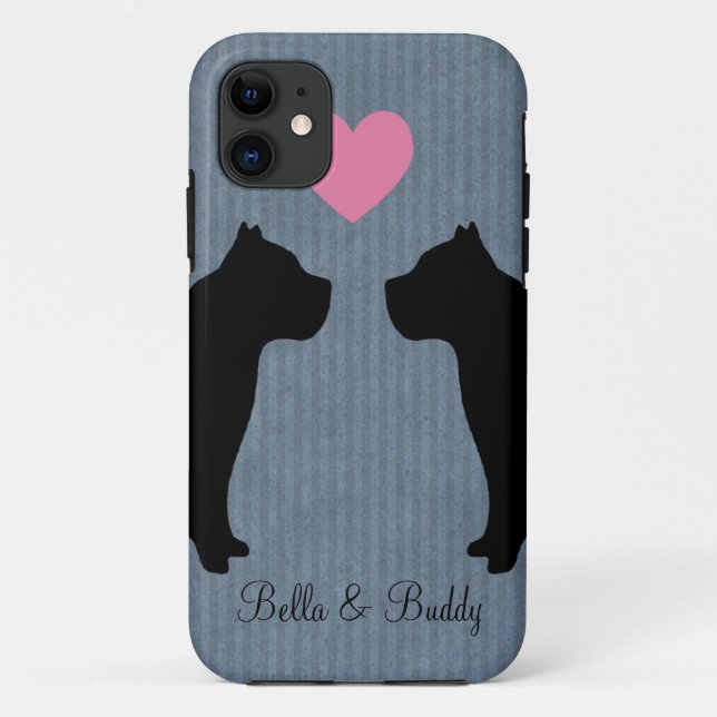 Pitbull-Liebe-Silhouette Case-Mate iPhone Hülle (Rückseite)