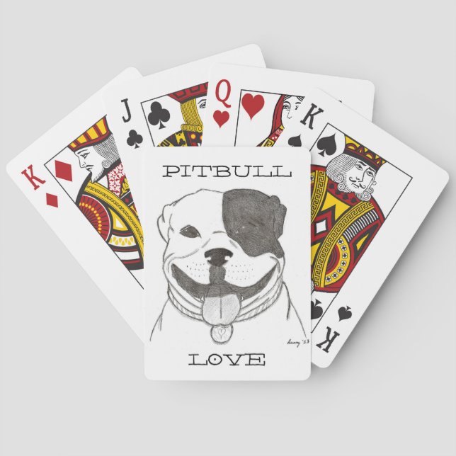 Pitbull Liebe-Spielkarten Spielkarten (Rückseite)