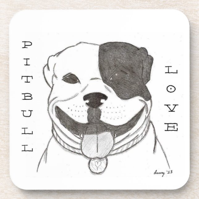 Pitbull Liebe Untersetzer - Set von 6 Jahren (Vorderseite)