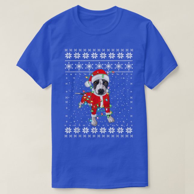 Pitbull Liebhaber hässlicher Weihnachten Sweater L T-Shirt (Design vorne)