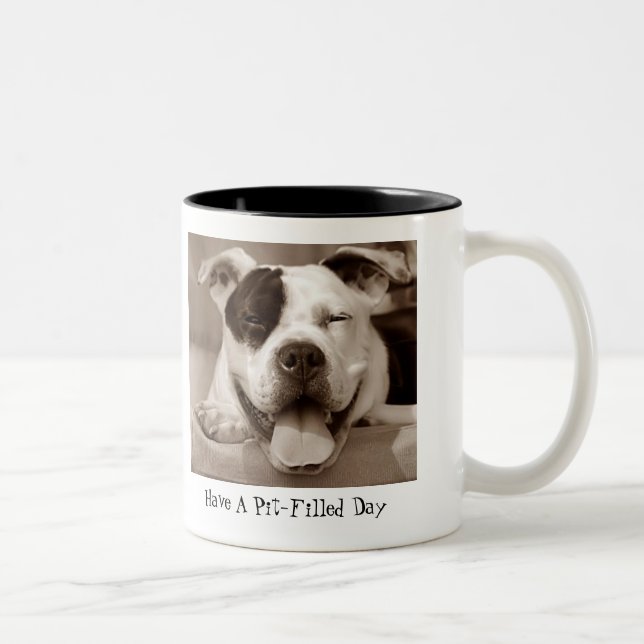 Pitbull Liebhaber-Tasse Zweifarbige Tasse (Rechts)