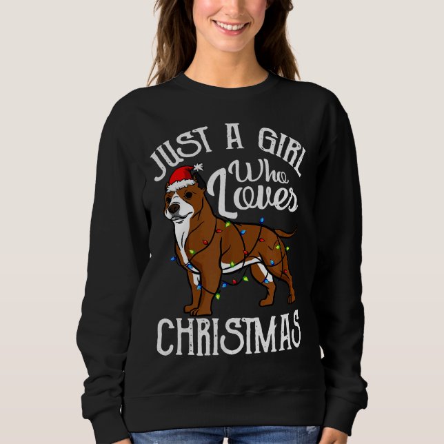 Pitbull Lover Girl Wer Lieben Weihnachten Funny Pi Sweatshirt (Vorderseite)