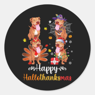 Pitbull Lover Halloween Frohe Weihnachts-Happy Hal Runder Aufkleber