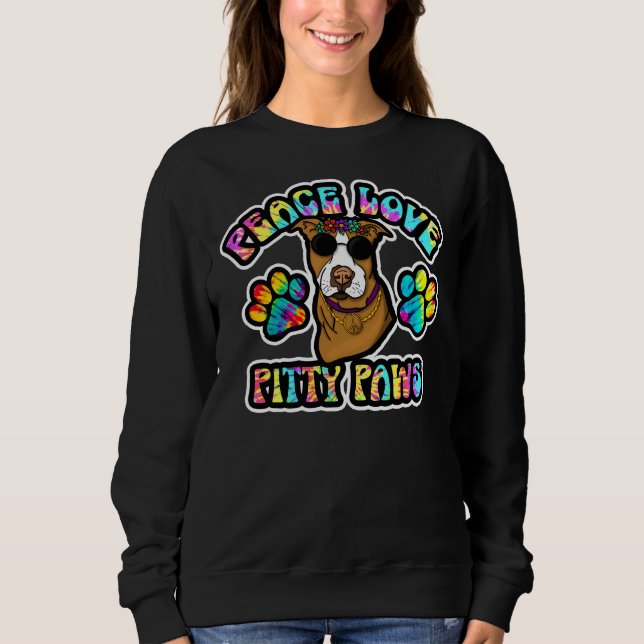 Pitbull Lover Peace Liebe Pitty Paws Niedlich Gefä Sweatshirt (Vorderseite)