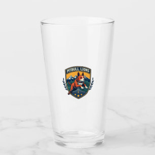 Pitbull-Löwen Vintage-Maskottchen Sportabzeichen V Glas