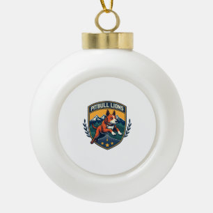 Pitbull Löwen Vintage-Maskottchen Sportabzeichen V Keramik Kugel-Ornament