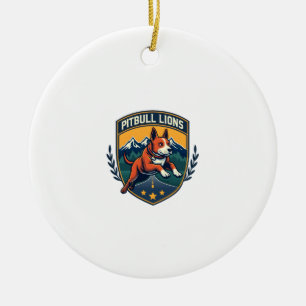 Pitbull-Löwen Vintage-Maskottchen Sportabzeichen V Keramik Ornament