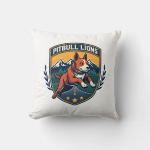 Pitbull Löwen Vintage-Maskottchen Sportabzeichen V Kissen