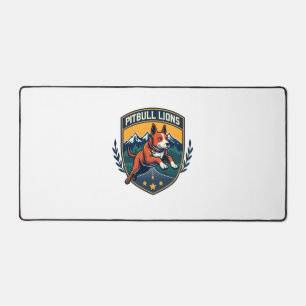 Pitbull-Löwen Vintage-Maskottchen Sportabzeichen V Schreibtischunterlage