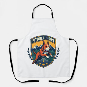 Pitbull-Löwen Vintage-Maskottchen Sportabzeichen V Schürze