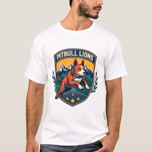 Pitbull-Löwen Vintage-Maskottchen Sportabzeichen V T-Shirt