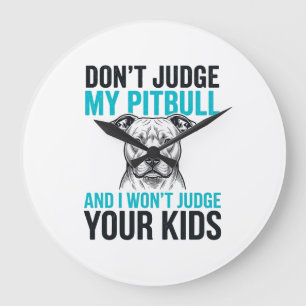 Pitbull Lustiges Zitat Vintage Gravur Hund Design_ Große Wanduhr