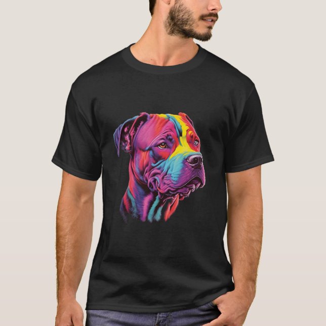 Pitbull-Mama Bunter Pitbull-Besitzer T-Shirt (Vorderseite)