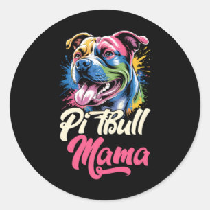 Pitbull-Mama Buntes Pittie-Mama Muttertag Hund Runder Aufkleber