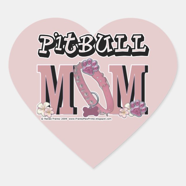 Pitbull-MAMA Herz-Aufkleber (Vorderseite)