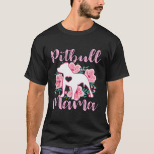 Pitbull Mama K Blume Pittie Mama Mütter Thema T-Shirt