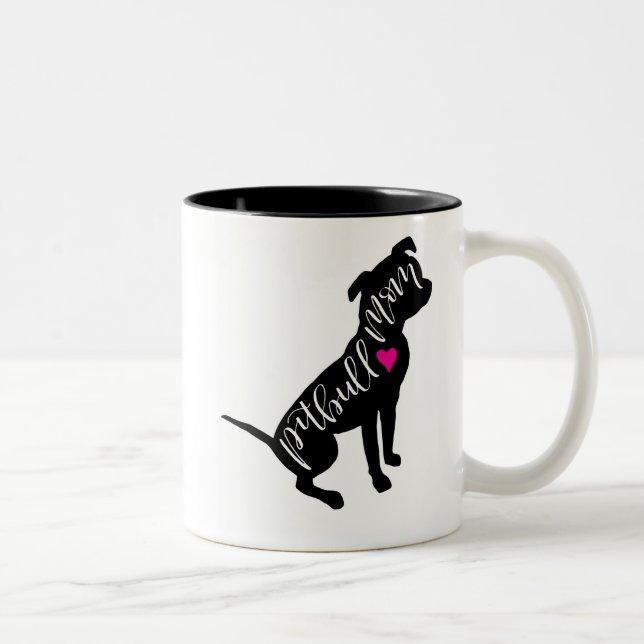 Pitbull Mama-Kaffee-Tasse Zweifarbige Tasse (Rechts)