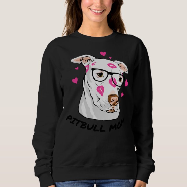 Pitbull Mama Kisses Wearing Brillen Sweatshirt (Vorderseite)