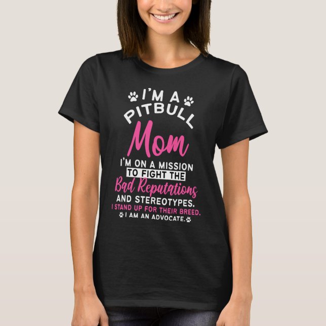 Pitbull Mama Pit Bull Terrier T-Shirt (Vorderseite)