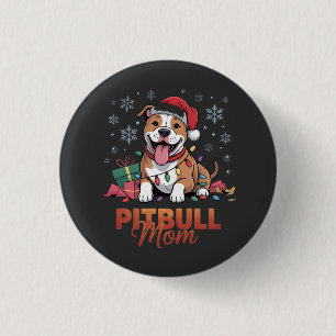 Pitbull-Mama Weihnachten Santa Hut Pitbull Hundefr Button