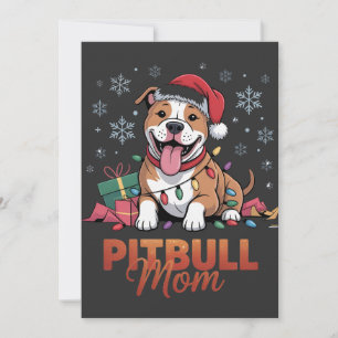 Pitbull-Mama Weihnachten Santa Hut Pitbull-Hundema Einladung