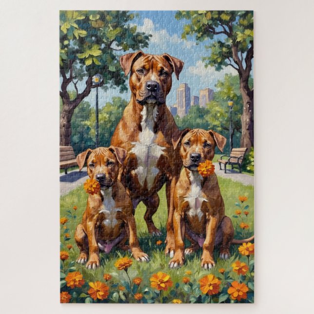Pitbull Marigold Park Kunst Puzzle (Vertikal)