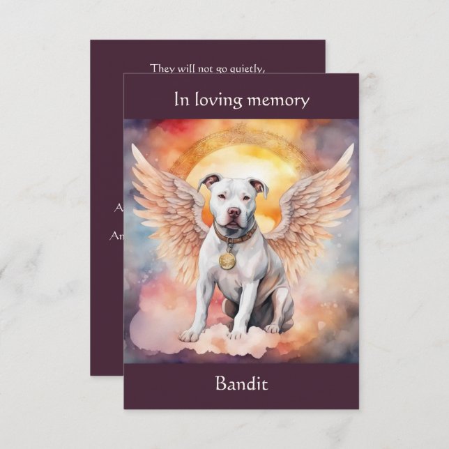 Pitbull Memorial Gedicht Wings Name Wasserfarbe hi Dankeskarte (Vorne/Hinten)