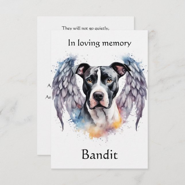 Pitbull Memorial Gedicht Wings Name Wasserfarbe hi Dankeskarte (Vorne/Hinten)