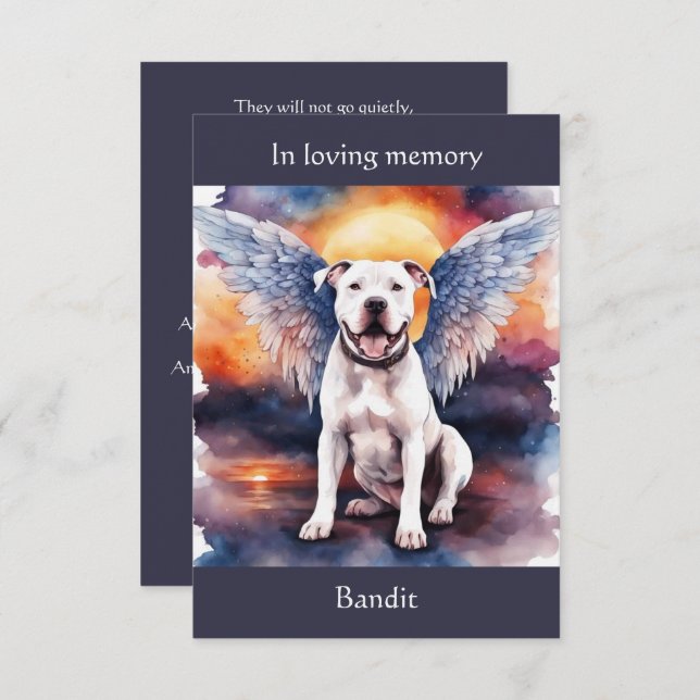 Pitbull Memorial Gedicht Wings Name Wasserfarbe hi Dankeskarte (Vorne/Hinten)