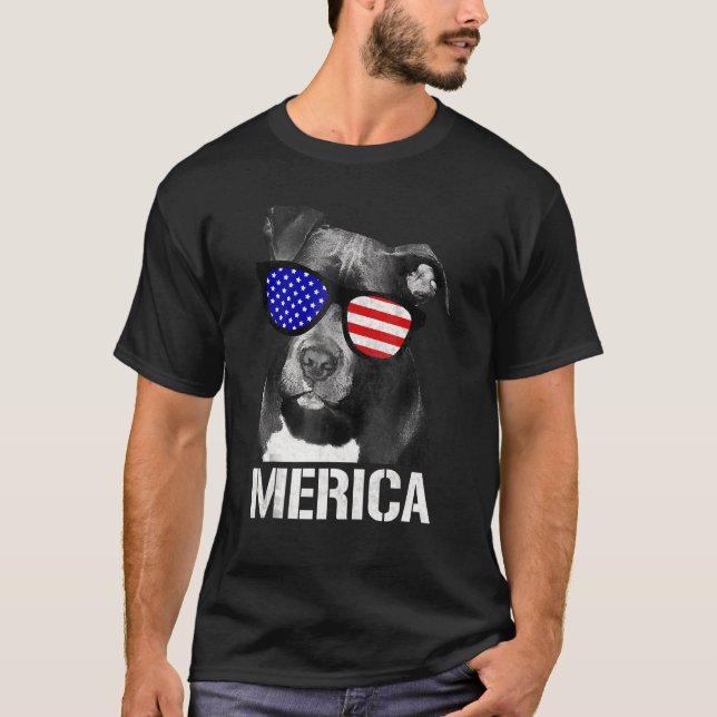 Pitbull Merica Patriotic Dog Pit Bull Patriot T-Shirt (Vorderseite)