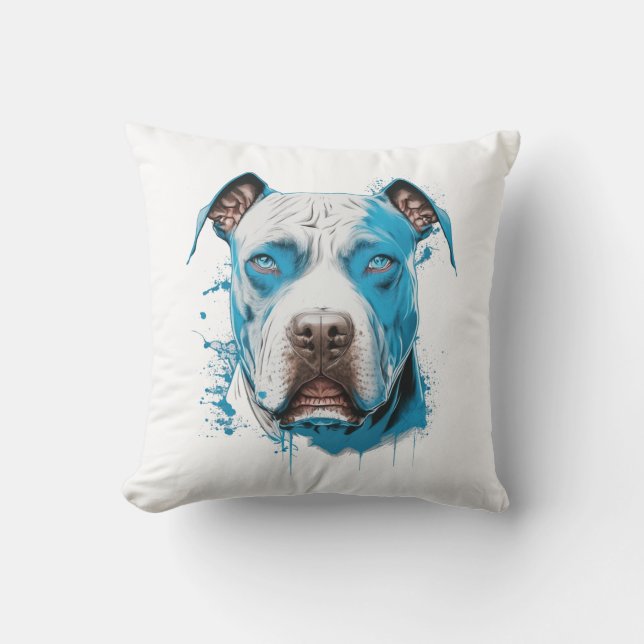 Pitbull mit blauen Augen | Hunde Lover Kissen (Vorderseite)